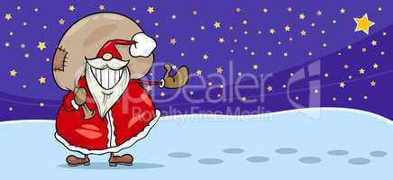 Santa Claus with presents cartoon card