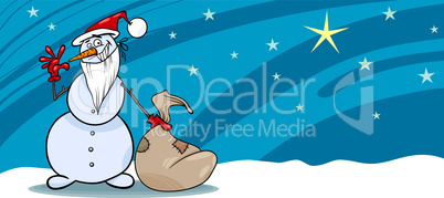 Snowman santa with sack greeting card