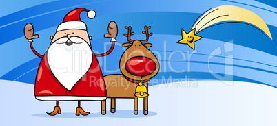 Santa Claus with reindeer greeting card