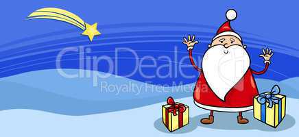 Santa with presents greeting card