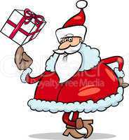 santa with gift cartoon illustration