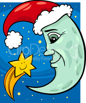 moon and star christmas cartoon