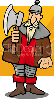 knight with axe cartoon illustration