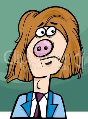 man with pig snout cartoon illustration