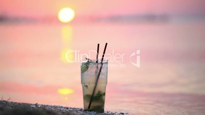 Mojito cocktail at the seashore
