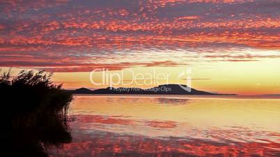 Beautiful sunrise ower the lake Balaton of Hungary