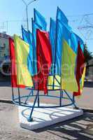 many multicolor flags on the national holiday of ukraine