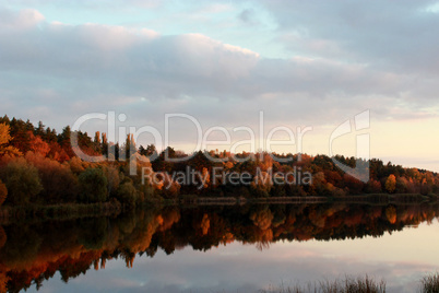 beautiful autumn landscape with river