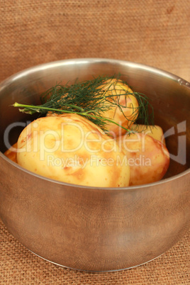 pan full of tasty fried potato with fennel