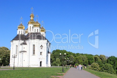 beautiful church on a background of the blue sky