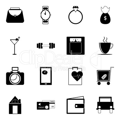 adult lifestyle icons on white background