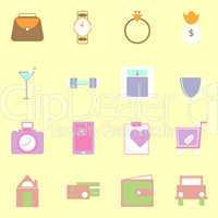 simple lifestyle color icons on yellow background