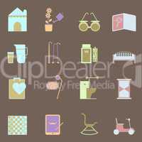elderly related colorful icons set