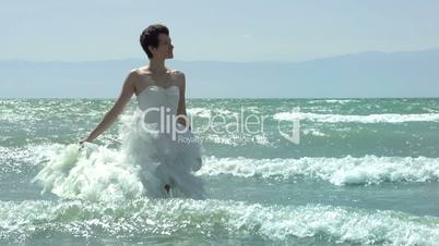 Bride and waves