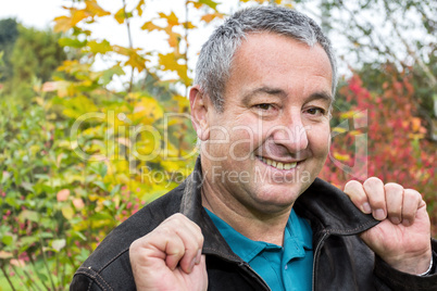 friendly men portrait in autumn