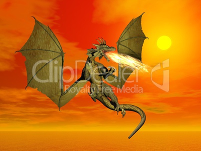 fire breathing dragon - 3d render