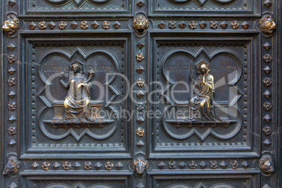 detail of baptistery bronze door, florence