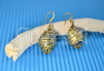 Murano glass earrings with gold