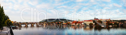 panoramic overview of old prague with charles bridge