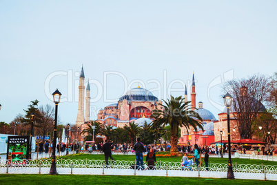 hagia sophia in istanbul, turkey in the evening