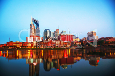 downtown nashville cityscape in the morning