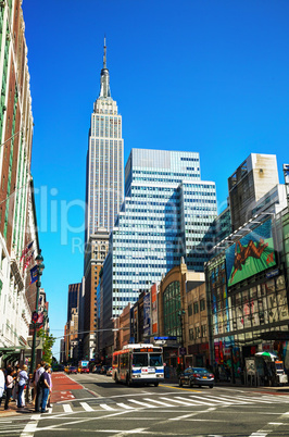 new york street with empire state building