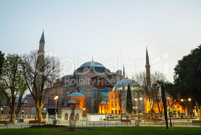 hagia sophia in istanbul, turkey in the evening