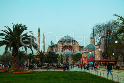 hagia sophia in istanbul, turkey early in the evening
