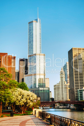 trump international hotel and tower in chicago, il in morning