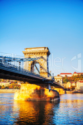 szechenyi suspension bridge in budapest, hungary