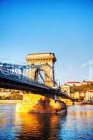 szechenyi suspension bridge in budapest, hungary