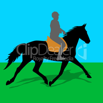 vector silhouette of horse and jockey