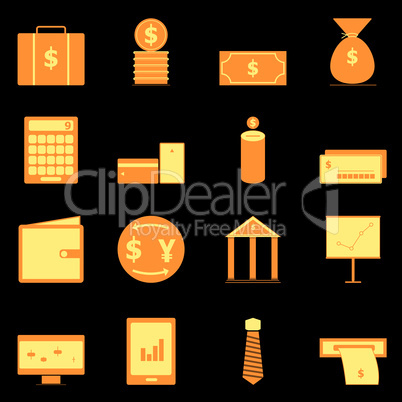 business icons on black background