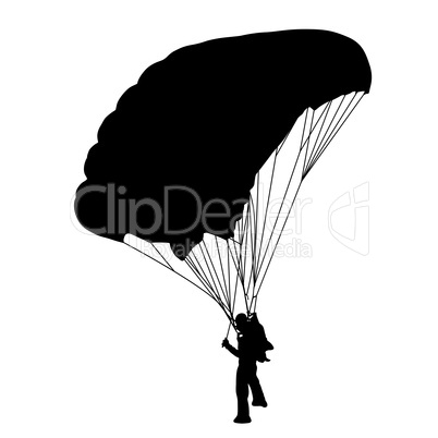 skydiver, silhouettes parachuting vector illustration