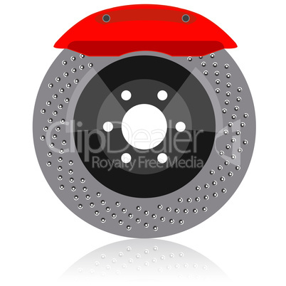brake disc with caliper, vector illustration