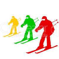 mountain skier  speeding down slope. vector sport silhouette.