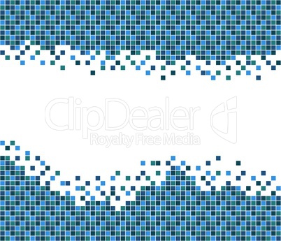 Kachelmuster mit freier weißer Fläche in Blautönen
