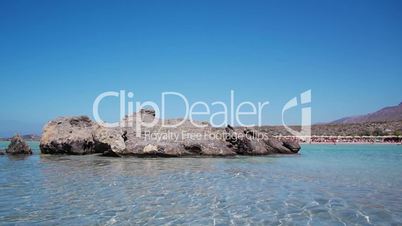 view from the sea to the famous elafonisi beach