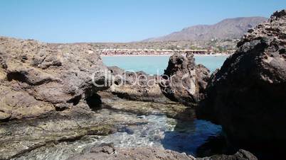 View from the sea to the famous Elafonisi beach