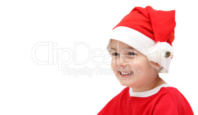 happy child in santa claus hat