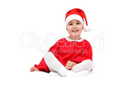 child in santa claus hat