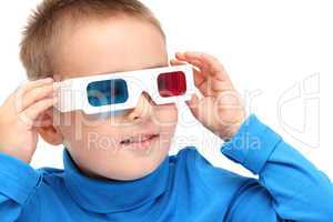 boy watching with 3d glasses