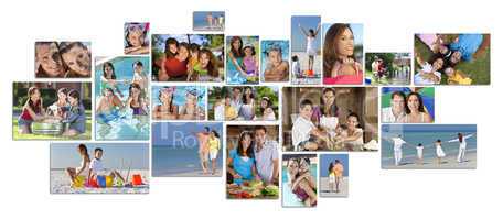 montage happy family parents & two children lifestyle