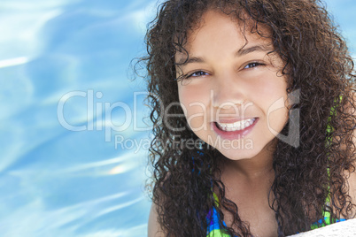 african american mixed race girl child in swimming pool