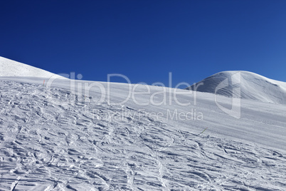 ski slope and blue clear sky in nice day
