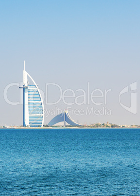 the view on world's first seven stars luxury hotel Burj Al Arab