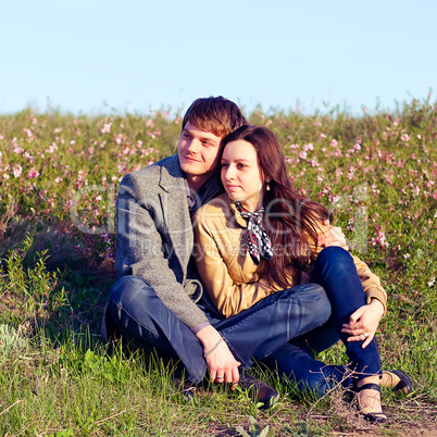 outdoor portrait of young couple