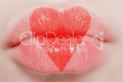 fashion gloss red heart lips makeup