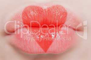 fashion gloss red heart lips makeup