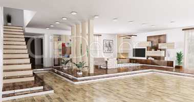 interior of apartment panorama 3d render
